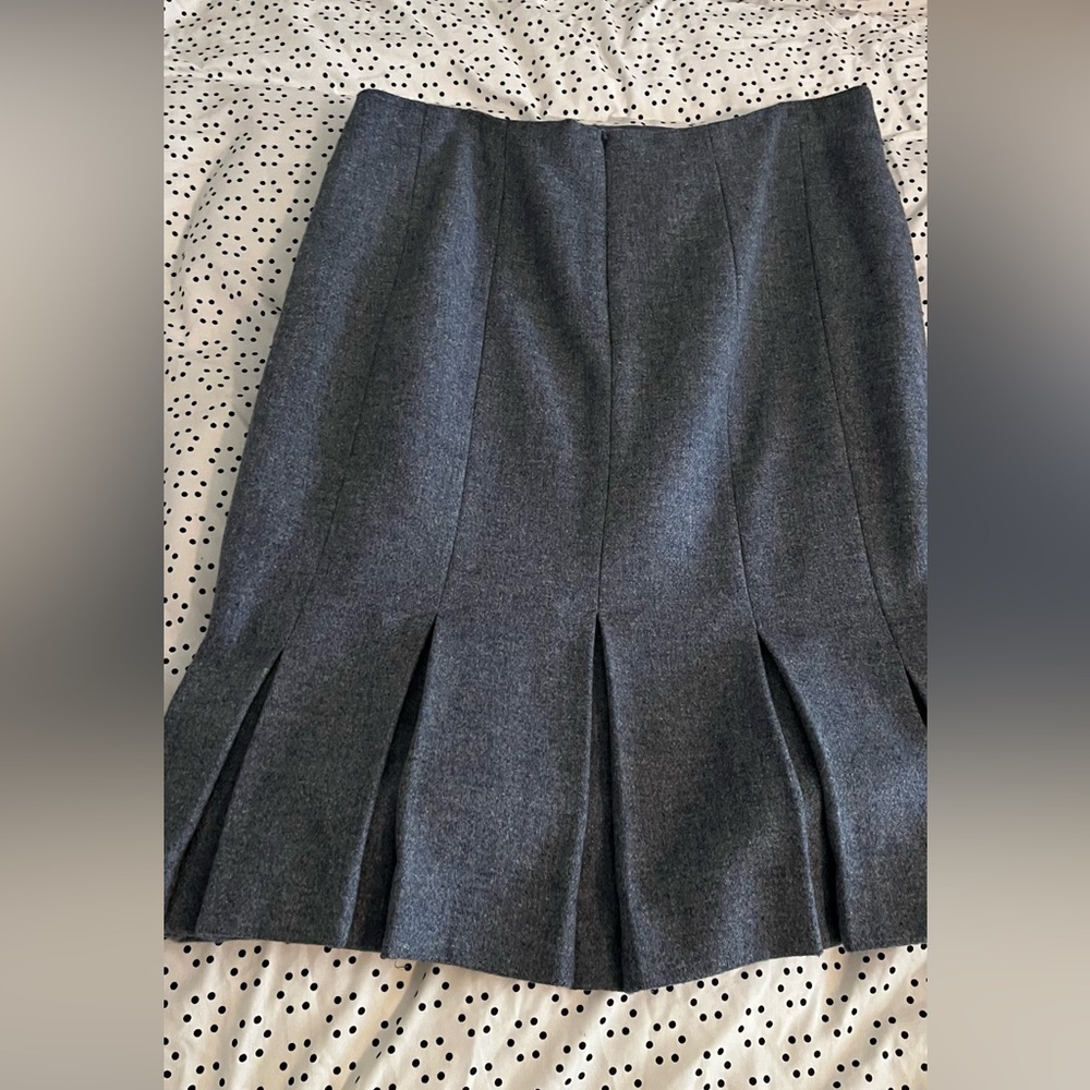 Wool Talbots Classic Pleated A-Line Skirt - Charcoal Gray and Blue Size 8